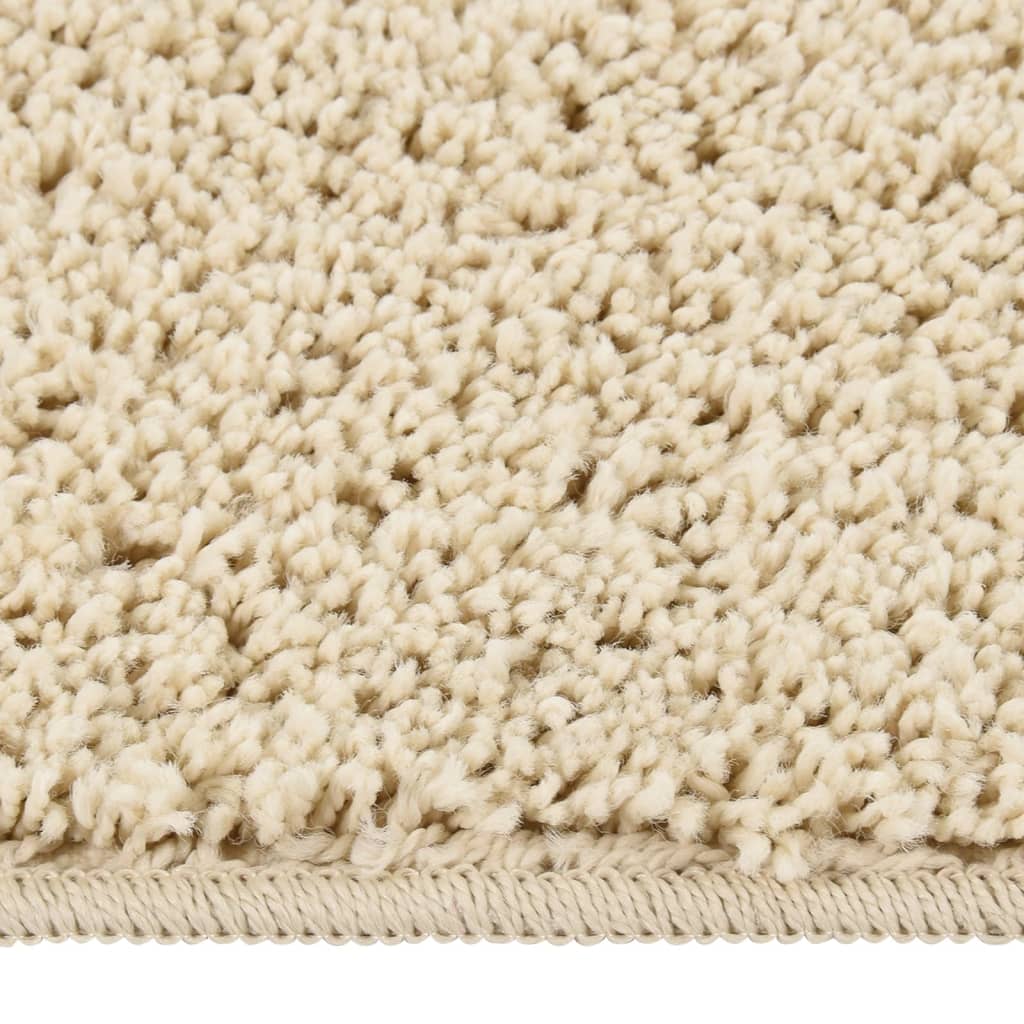 vidaXL Tapis shaggy antidérapant Crème 140x200 cm