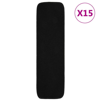 vidaXL Tapis d'escalier antidérapants 15pcs 75x20cm Noir Rectangulaire