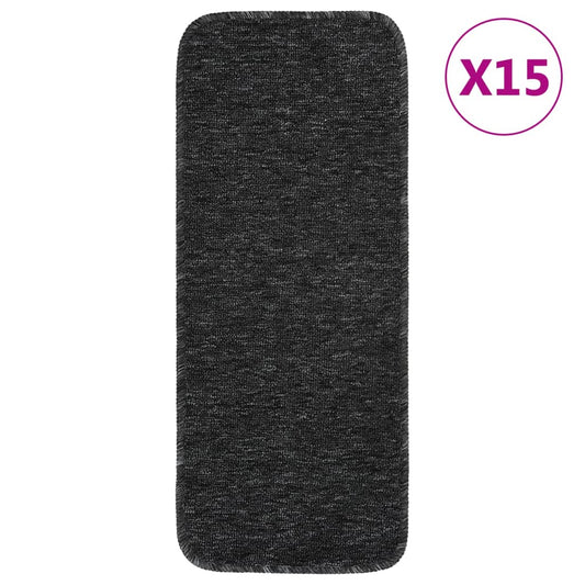 vidaXL Tapis d'escalier 15 pcs 60x25 cm Anthracite Rectangulaire