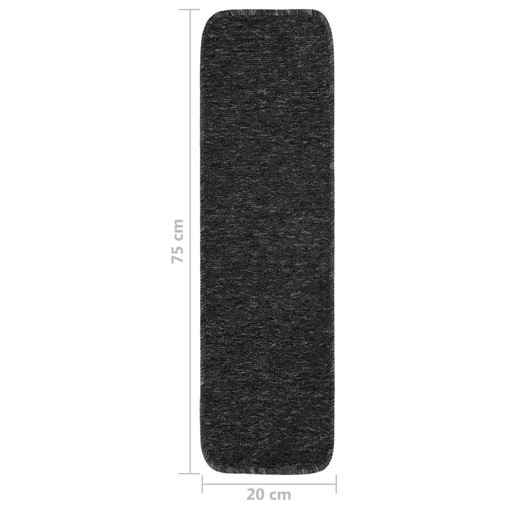 vidaXL Tapis d'escalier 15 pcs 75x20 cm Anthracite Rectangulaire