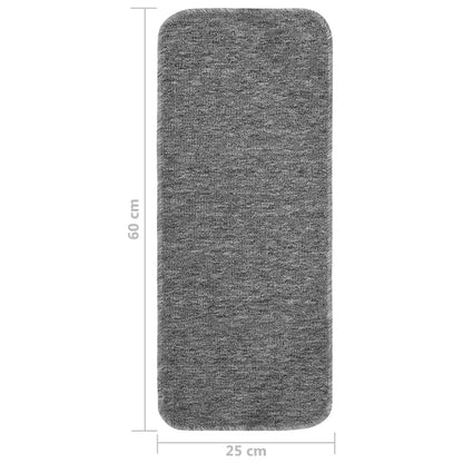 vidaXL Tapis d'escalier antidérapants 15pcs 60x25cm Gris Rectangulaire