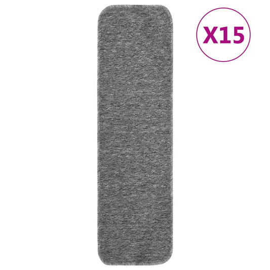 vidaXL Tapis d'escalier antidérapants 15pcs 75x20cm Gris Rectangulaire