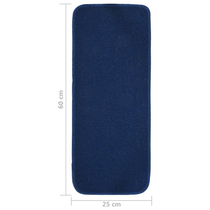 vidaXL Tapis d'escalier 15 pcs 60x25 cm Bleu marine Rectangulaire