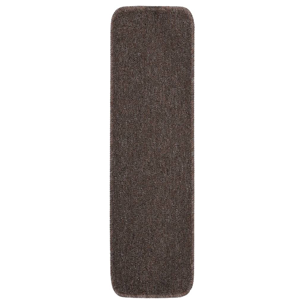 vidaXL Tapis escalier antidérapants 15pcs 75x20cm Marron Rectangulaire