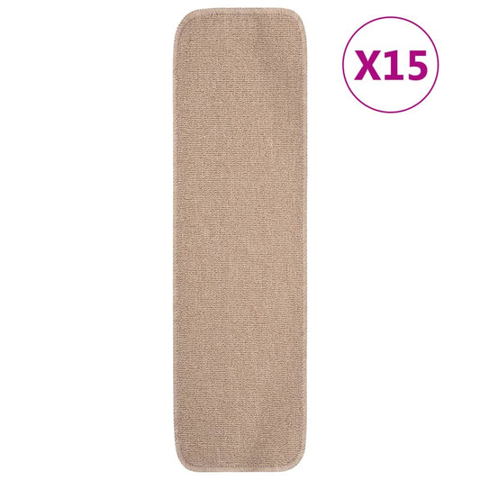 vidaXL Tapis escalier antidérapants 15 pcs 75x20cm Beige Rectangulaire