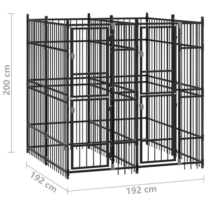 vidaXL Chenil d'extérieur pour chiens Acier 3,69 m²