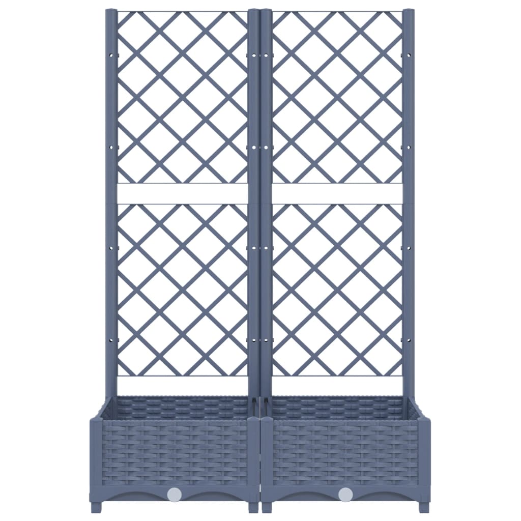 vidaXL Jardinière avec treillis Gris foncé 80x40x121,5 cm PP