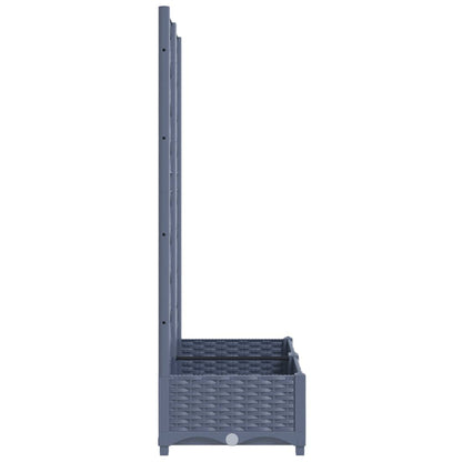 vidaXL Jardinière avec treillis Gris foncé 80x40x121,5 cm PP