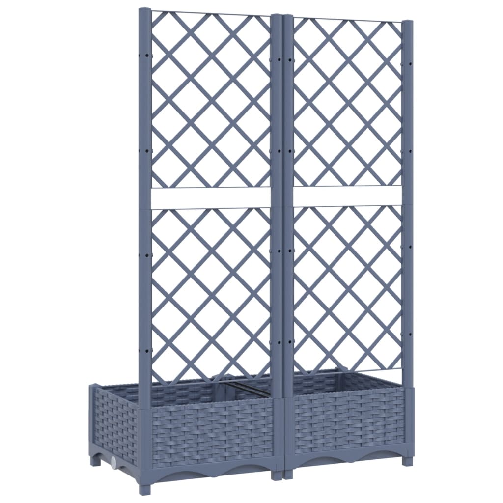 vidaXL Jardinière avec treillis Gris foncé 80x40x121,5 cm PP