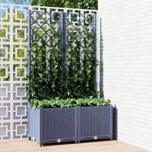 vidaXL Jardinière avec treillis Gris foncé 80x40x136 cm PP