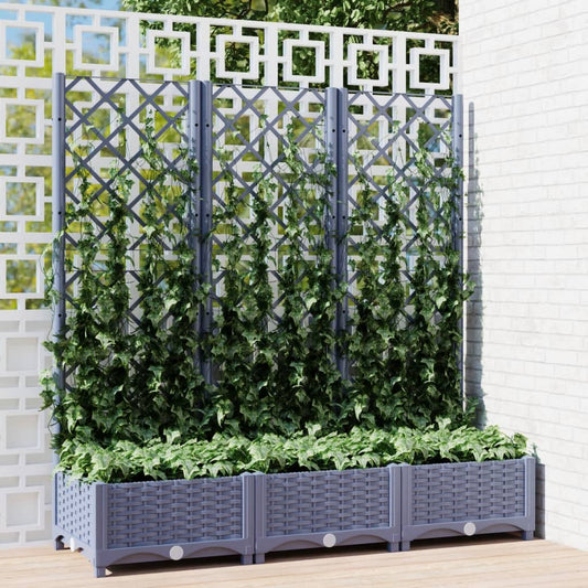 vidaXL Jardinière avec treillis Gris foncé 120x40x121,5 cm PP