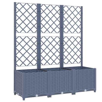 vidaXL Jardinière avec treillis Gris foncé 120x40x136 cm PP