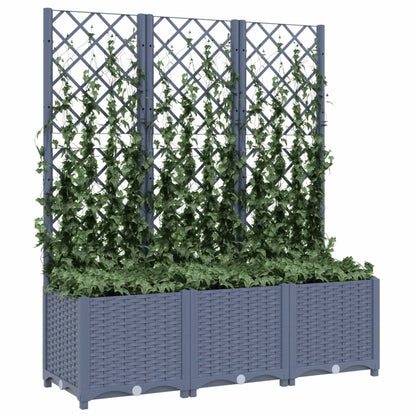 vidaXL Jardinière avec treillis Gris foncé 120x40x136 cm PP
