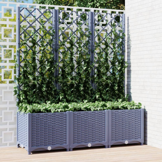 vidaXL Jardinière avec treillis Gris foncé 120x40x136 cm PP