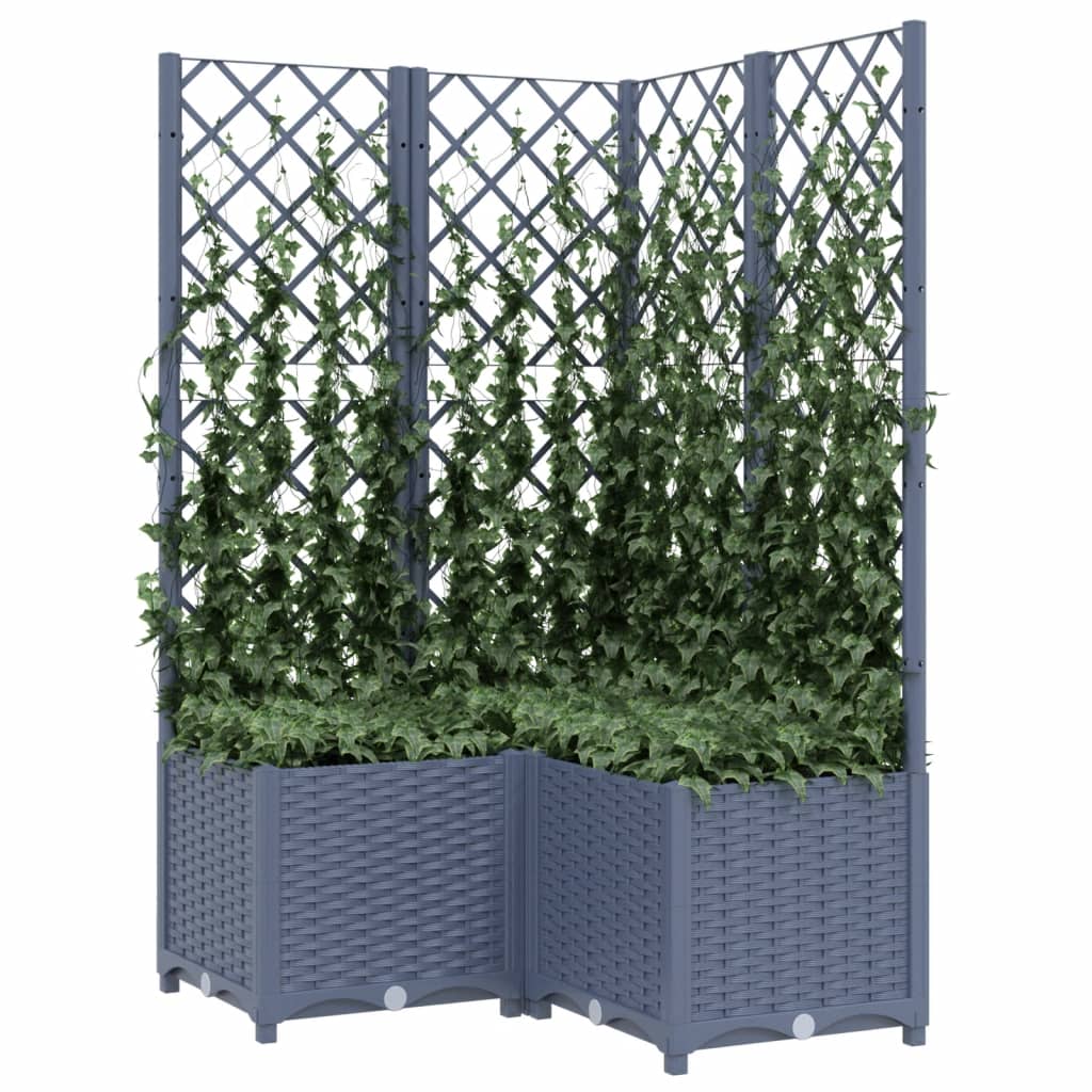 vidaXL Jardinière avec treillis Gris foncé 80x80x136 cm PP
