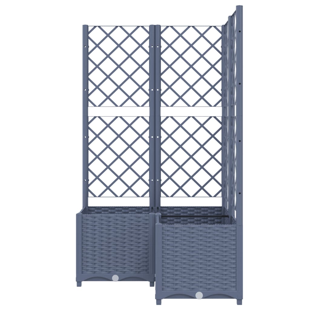 vidaXL Jardinière avec treillis Gris foncé 80x80x136 cm PP