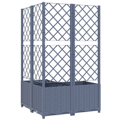 vidaXL Jardinière avec treillis Gris foncé 80x80x136 cm PP
