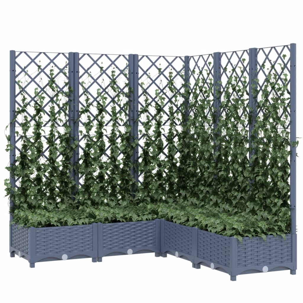 vidaXL Jardinière avec treillis Gris foncé 120x120x121,5 cm PP