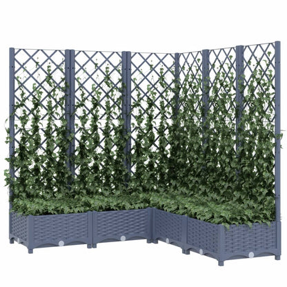 vidaXL Jardinière avec treillis Gris foncé 120x120x121,5 cm PP