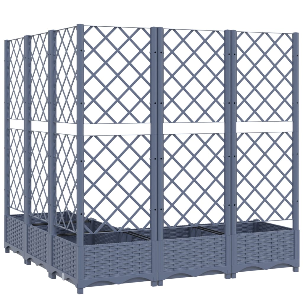vidaXL Jardinière avec treillis Gris foncé 120x120x121,5 cm PP