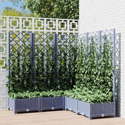 vidaXL Jardinière avec treillis Gris foncé 120x120x121,5 cm PP