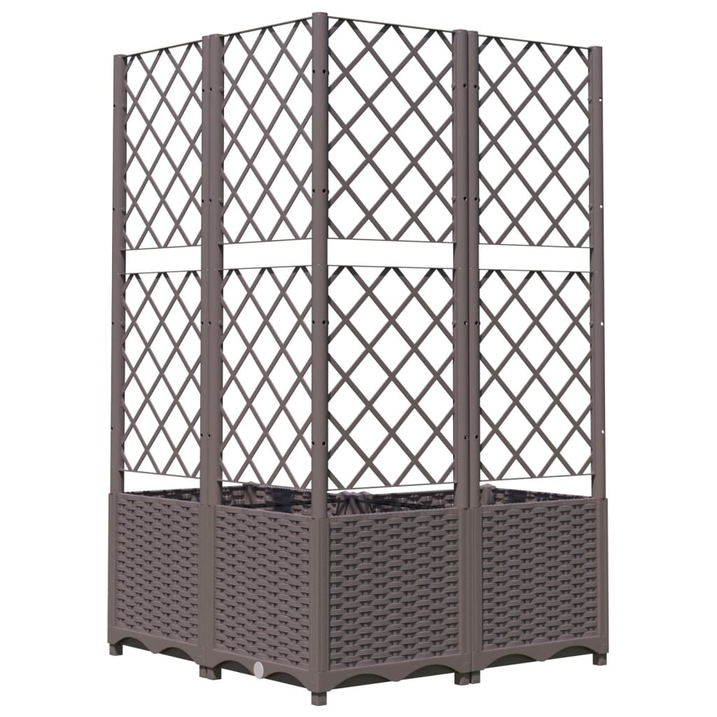 vidaXL Jardinière avec treillis Marron 80x80x136 cm PP