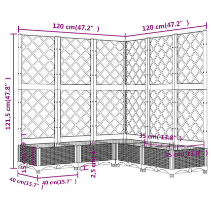 vidaXL Jardinière avec treillis Marron 120x120x121,5 cm PP