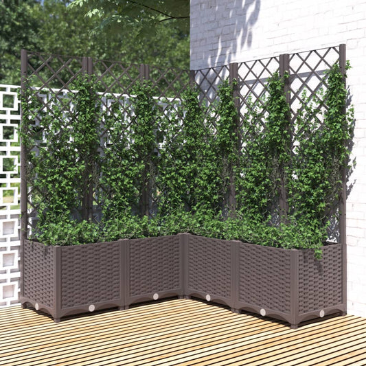 vidaXL Jardinière avec treillis Marron 120x120x136 cm PP