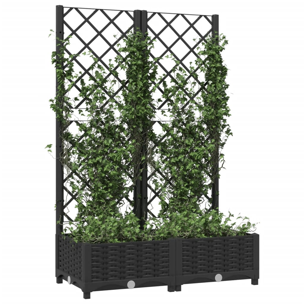 vidaXL Jardinière avec treillis Noir 80x40x121,5 cm PP