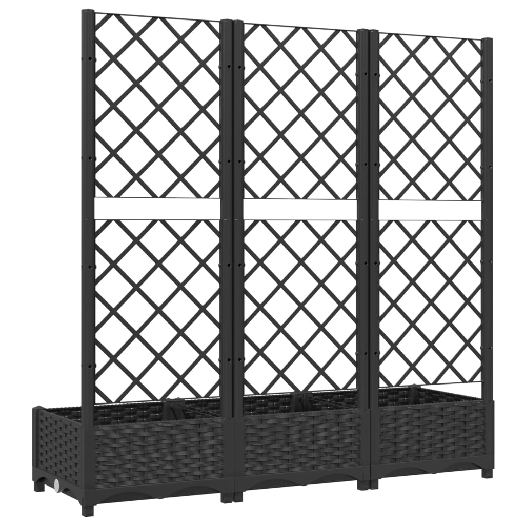 vidaXL Jardinière avec treillis Noir 120x40x121,5 cm PP