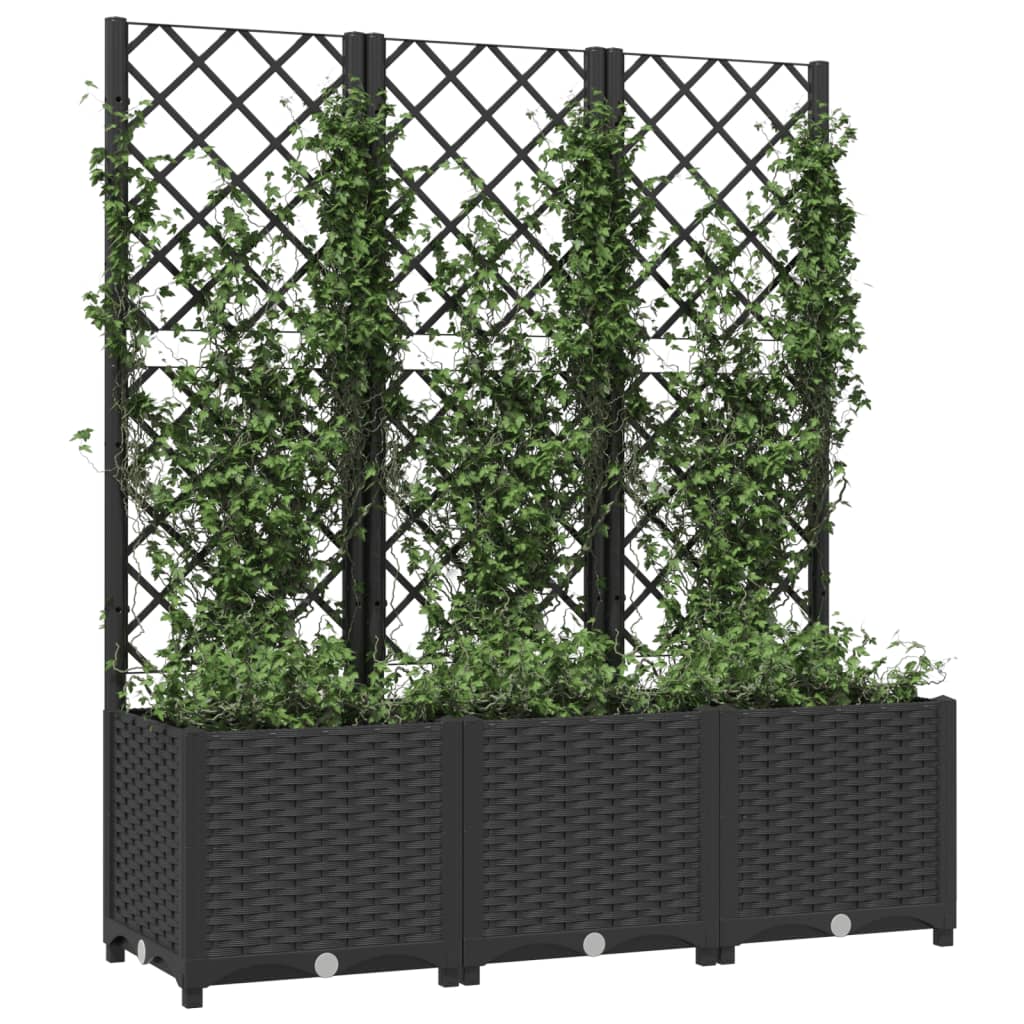 vidaXL Jardinière avec treillis Noir 120x40x136 cm PP