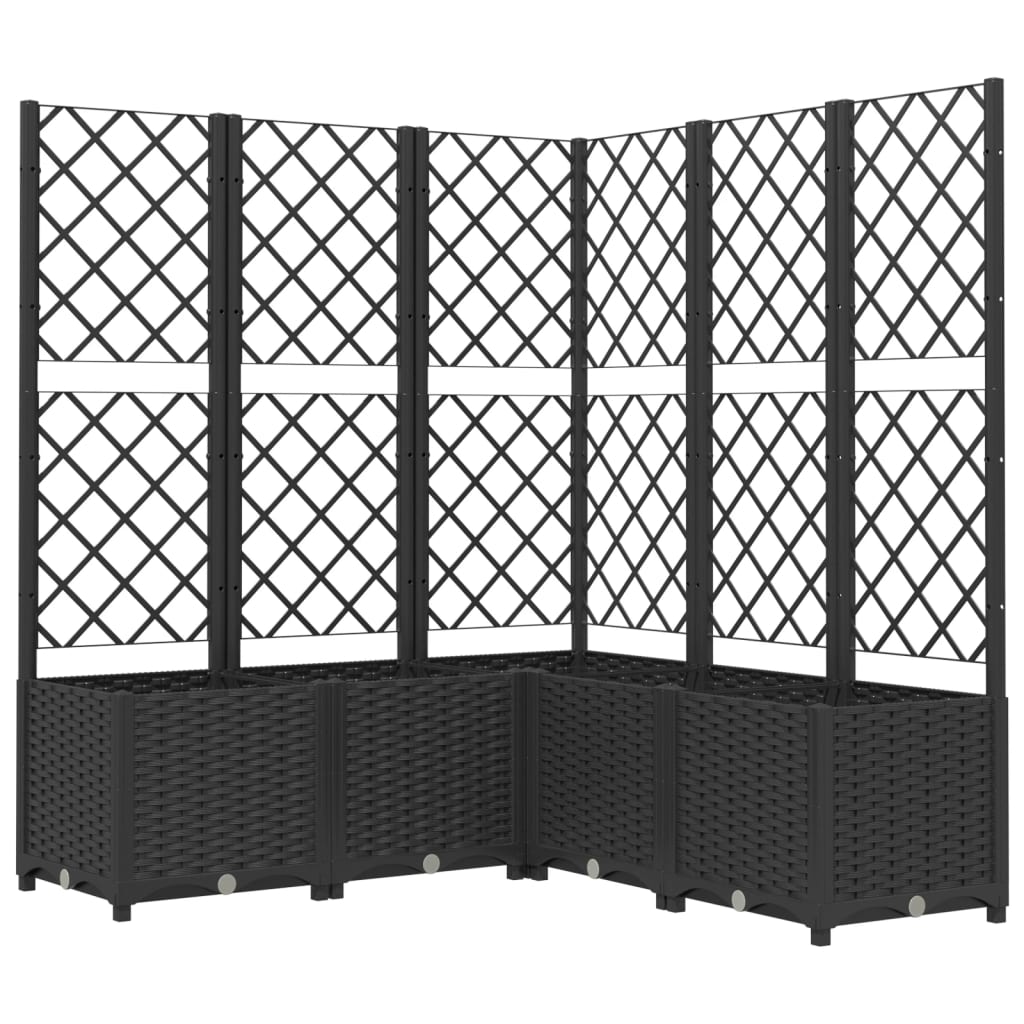 vidaXL Jardinière avec treillis Noir 120x120x136 cm PP