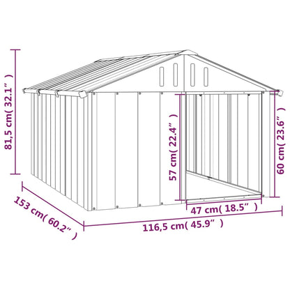 vidaXL Niche pour chien Gris 116,5x153x81,5 cm Acier galvanisé