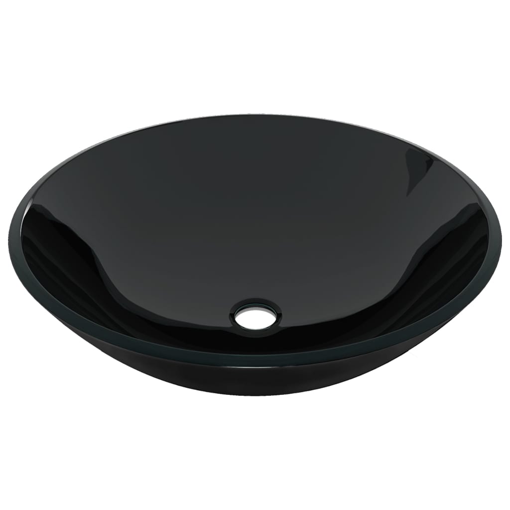 vidaXL Lavabo de bain avec robinet et drain à poussoir Verre trempé