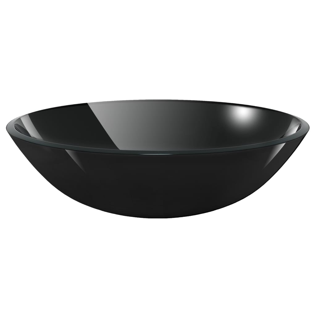 vidaXL Lavabo de bain avec robinet et drain à poussoir Verre trempé