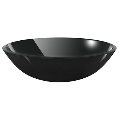vidaXL Lavabo de bain avec robinet et drain à poussoir Verre trempé