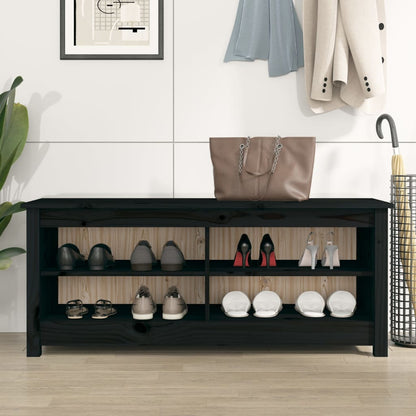 vidaXL Banc à chaussures Noir 110x38x45,5 cm Bois de pin massif