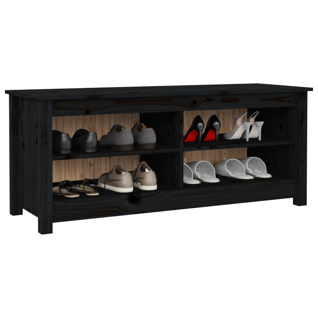 vidaXL Banc à chaussures Noir 110x38x45,5 cm Bois de pin massif