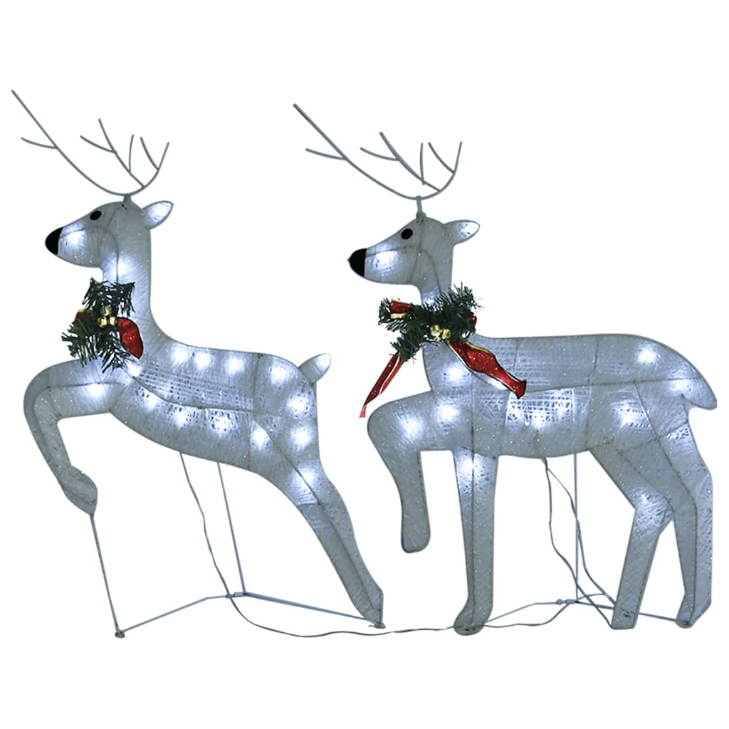 vidaXL Rennes de Noël 2 pcs Blanc 40 LED