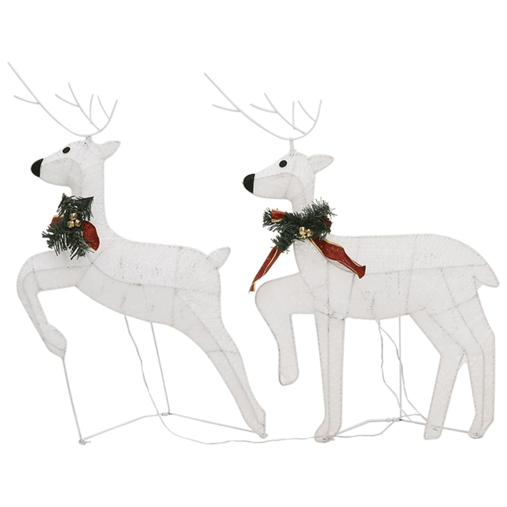 vidaXL Rennes de Noël 2 pcs Blanc 40 LED