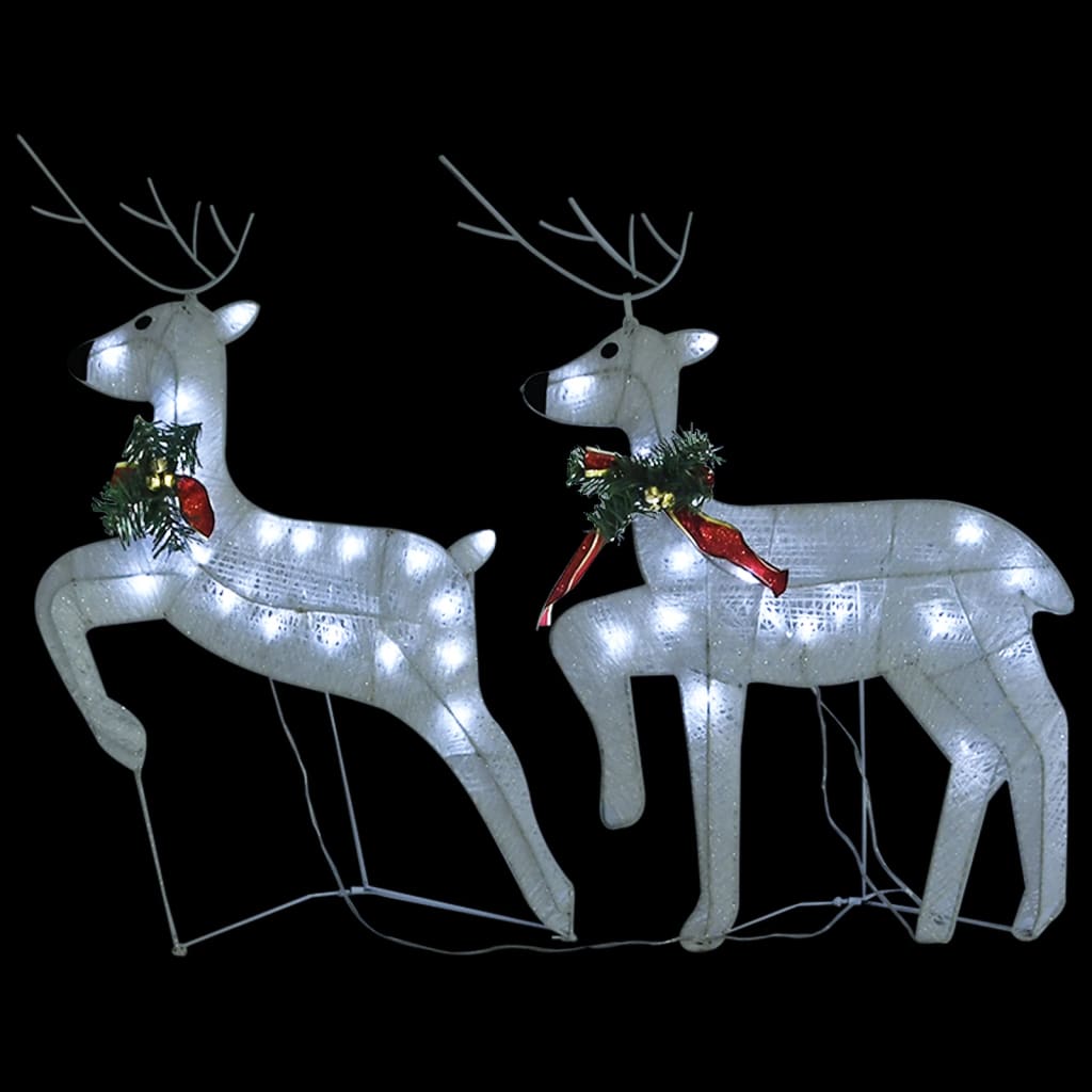 vidaXL Rennes de Noël 2 pcs Blanc 40 LED