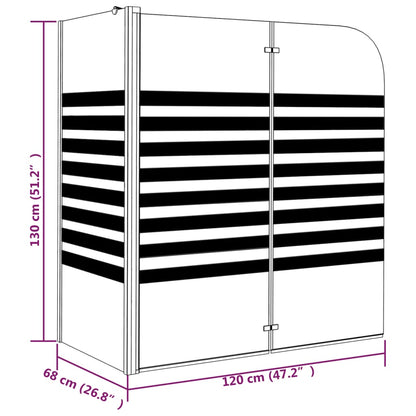 vidaXL Cabine de douche à rayures 120x68x130 cm Verre trempé