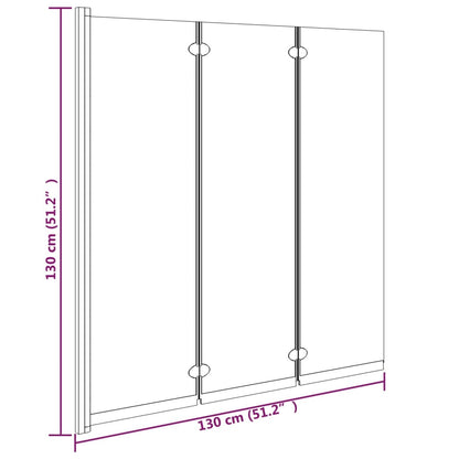 vidaXL Cabine de douche pliable 3 panneaux 130x130 cm ESG Noir