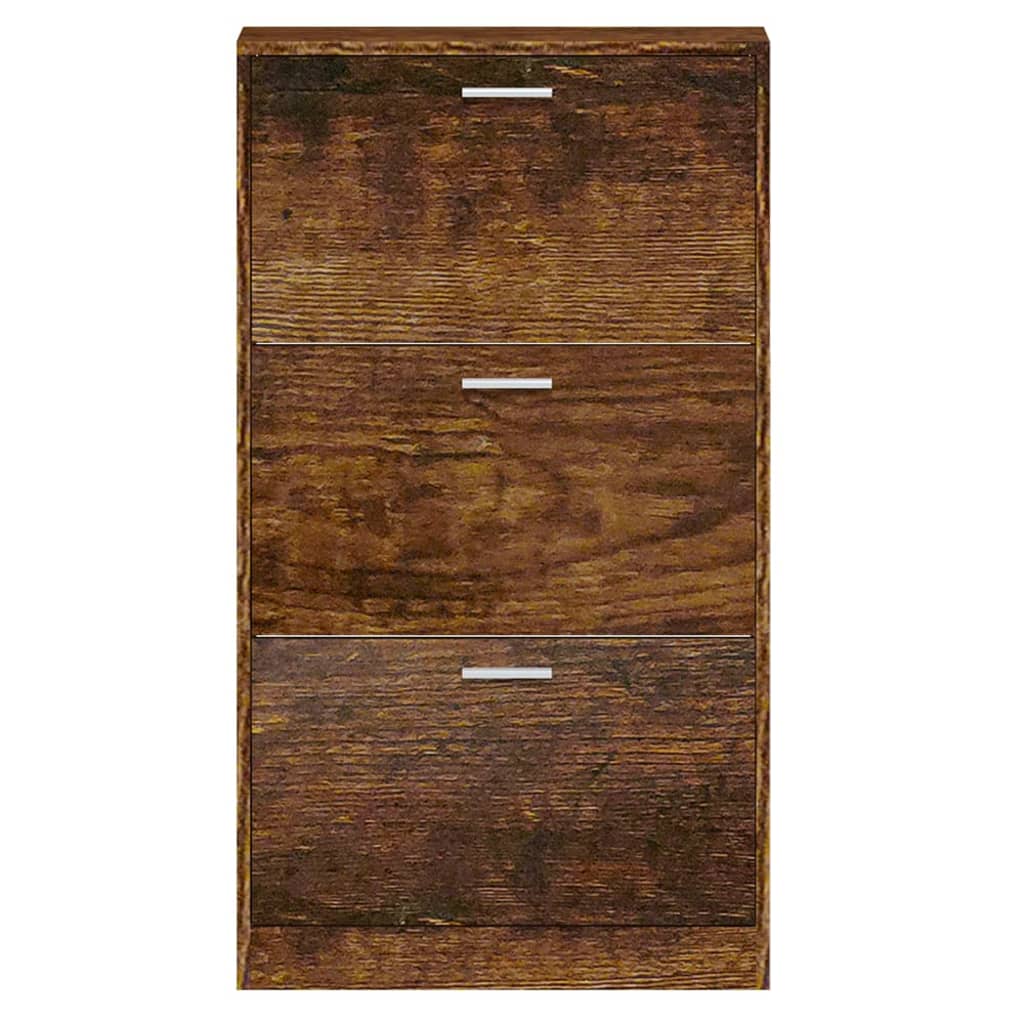vidaXL Armoire à chaussures Chêne fumé 59x17x108 cm Bois d'ingénierie