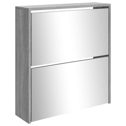 vidaXL Armoire à chaussures miroir 2 niveaux Sonoma gris 63x17x67 cm