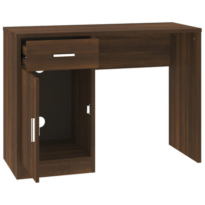vidaXL Bureau avec tiroir et armoire Chêne marron 100x40x73 cm