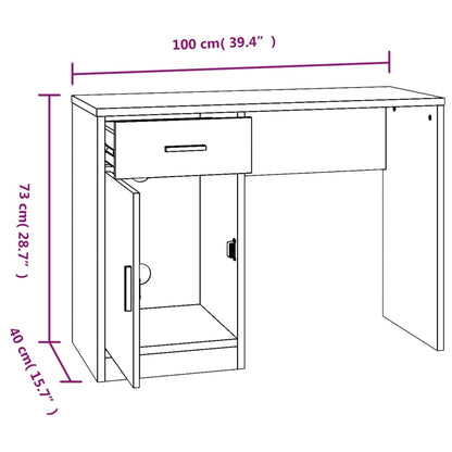vidaXL Bureau avec tiroir et armoire Chêne marron 100x40x73 cm