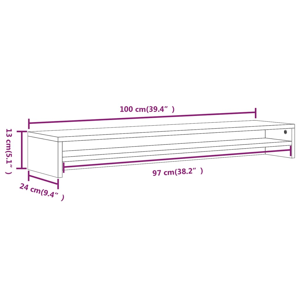 vidaXL Support de moniteur Sonoma gris 100x24x13 cm Bois d'ingénierie