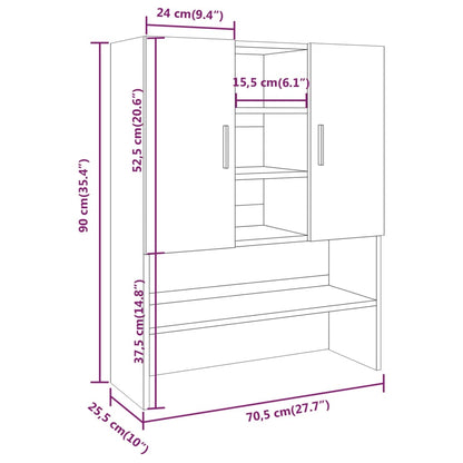 vidaXL Meuble pour machine à laver Chêne fumé 70,5x25,5x90 cm