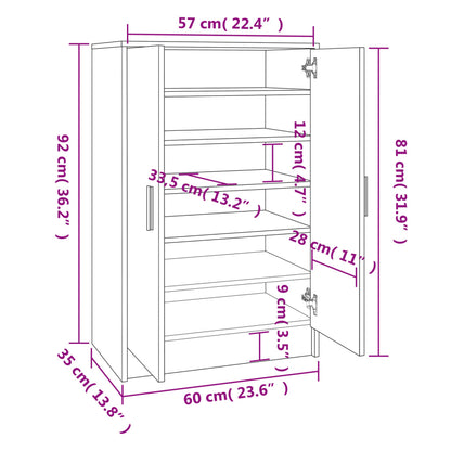 vidaXL Meuble à chaussures Sonoma gris 60x35x92 cm Bois d'ingénierie